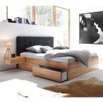 Anthrazitfarbene Betten mit Bettkasten aus Massivholz mit Schublade 120x200 