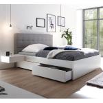 Graue Moderne Betten mit Bettkasten lackiert aus Massivholz mit Schublade 100x200 Breite 100-150cm, Höhe 200-250cm, Tiefe 50-100cm 