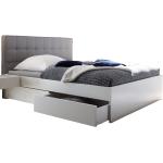 Graue Moderne Betten mit Bettkasten lackiert aus Massivholz mit Schublade 180x200 