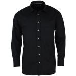 Schwarze Unifarbene Langärmelige HATICO Kentkragen Hemden mit Kent-Kragen aus Baumwolle für Herren Übergrößen 