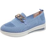 Himmelblaue Elegante Metallic-Sneaker mit Pailletten mit Schnürsenkel in Komfortweite aus Leder atmungsaktiv für Damen Größe 39 für den für den Sommer 