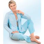 Hellblaue COMODO Damenhausanzüge & Damenfreizeitanzüge mit Reißverschluss aus Baumwolle Größe M 