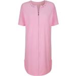 Rosa Unifarbene Kurzärmelige Harmony Damenhauskleider mit Reißverschluss aus Kunstfaser 