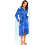 Blaue COMODO Midi Morgenmäntel mit Reißverschluss mit Reißverschluss aus Baumwolle für Damen Größe M Große Größen 