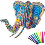 Hautton 3D Puzzle Färbung Bastelset Spielzeuge Geschenk für Kinder, Handwerk Spiele Geburtstagsgeschenke Weihnachten Neujahrsgeschenke für Mädchen und Jungen ab 3 4 5 6 7 8 9 10 Jahre -Elefant