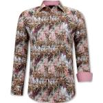 Braune Langärmelige Hawaiihemden aus Baumwolle maschinenwaschbar für Herren Größe 3 XL für den für den Herbst 