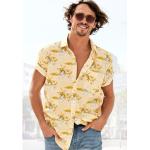 Gelbe Kurzärmelige BEACH TIME Hawaiihemden aus Baumwolle für Herren Größe XXL 