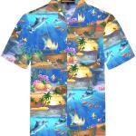 Blaue Hawaiihemden mit Knopf aus Baumwolle für Herren Größe 8 XL 