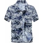 Blaue Kurzärmelige Hawaiihemden aus Baumwollmischung für Herren Größe 4 XL für den für den Sommer 