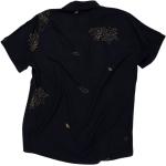 Schwarze Kurzärmelige Hawaiihemden aus Viskose für Herren Größe L 