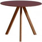 Hay CPH 20 Round Table Höhe 74 - Durchmesser 90 cm, Höhe 74 cm Linoleum burgundy Nussbaum lackiert (wasserbasiert)