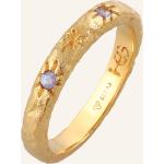 Goldene Sterne Haze & Glory Runde Edelsteinringe vergoldet mit Tansanit für Damen Größe 58 