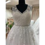 Offwhitefarbene Brautkleider A-Linie mit Glitzer aus Satin für Damen Größe XXL für die Braut 
