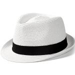 Weiße Elegante Strohhüte mit Meer-Motiv aus Stroh 58 für Damen Größe 3 XL für den für den Sommer 