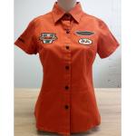 Reduzierte Orange Bestickte Kurzärmelige Kurzarmblusen mit Knopf aus Baumwolle für Damen Größe S 