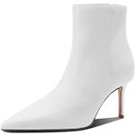 Weiße Elegante Spitze High Heel Stiefeletten & High Heel Boots mit Reißverschluss für Damen Größe 42 zur Hochzeit 