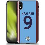Head Case Designs Offizielle Manchester City Man City FC Erling Haaland 2022/23 Spieler Home Kit Soft Gel Handyhülle Hülle kompatibel mit Apple iPhone XR