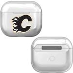 Head Case Designs Offizielle NHL Calgary Flames Team Logo 1 Durchsichtig Harte Kristall Handyhülle Hülle Huelle kompatibel mit Apple AirPods 3 3rd Gen Charging Case