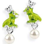 Silberne heartbreaker Froggy Perlenohrringe mit Froschmotiv für Damen 