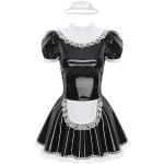 Schwarze Lack-Optik Zimmermädchen-Kostüme aus Spitze für Damen Größe 4 XL 
