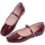 Hee grand Mary Jane Damenschuhe, quadratische Zehenpartie, niedliche Schleife, Ballettschuhe, solide Slipper, flache Schuhe, 485-Rot, 37.5 EU