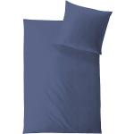 Blaue Unifarbene Hefel Bio Seidenbettwäsche aus Baumwolle 155x220 