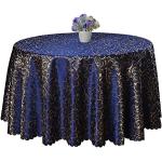 Marineblaue Runde Runde Tischdecken 160 cm mit Ornament-Motiv aus Damast maschinenwaschbar 