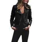 Schwarze Elegante Atmungsaktive Maxi Biker-Lederjacken aus Leder für Damen Größe 3 XL Tall Weihnachten für den für den Sommer 