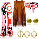 Rosa Hippie-Kostüme & 60er Jahre Kostüme mit Fransen für Damen Größe 3 XL 