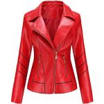 Rote Vintage Maxi Biker-Lederjacken aus Leder für Damen Größe 3 XL für den für den Sommer 