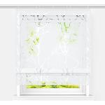 Graue Blumenmuster Raffrollos mit Klettband aus Voile transparent 1-teilig 