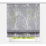 Graue Blumenmuster Raffrollos mit Klettband aus Voile transparent 1-teilig 