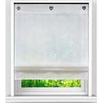 HongYa Raffrollo ohne Bohren Voile Ösenrollo Transparente Raffgardine mit Hakenaufhängung Küche Vorhang Kleinfenster H/B 140/100 cm Vogel Muster
