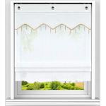 HongYa Raffrollo ohne Bohren Voile Ösenrollo Transparente Raffgardine mit Hakenaufhängung Küche Vorhang Kleinfenster H/B 140/100 cm Vogel Muster