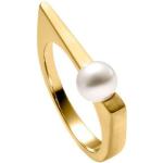 Reduzierte Weiße Edelstahlringe mit Echte Perle für Damen Größe 58 1-teilig 
