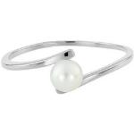 Reduzierte Weiße Edelstahlringe poliert mit Echte Perle für Damen Größe 58 1-teilig 