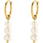Reduzierte Goldene Perlenohrringe poliert aus Edelstahl mit Echte Perle für Damen 
