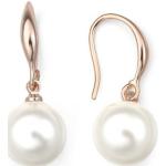 Reduzierte Weiße Elegante Ohrhänger poliert aus Edelstahl mit Echte Perle für Damen 