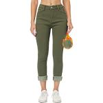 Armeegrüne Skinny Jeans mit Reißverschluss aus Flanell für Damen Größe S für den für den Winter 