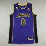 Heißer Verkauf LeBron James #6 Los Angeles Lakers Basketball Trikots Genäht Lila
