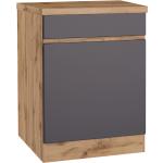 Anthrazitfarbene Held Möbel Turin Küchenunterschränke aus Holz mit Schublade Breite 50-100cm, Höhe 50-100cm, Tiefe 50-100cm 