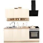 Reduzierte Cremefarbene Küchenunterschränke mit Schubladen aus Eiche mit Schublade Breite 200-250cm, Höhe 200-250cm, Tiefe 50-100cm 
