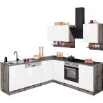 Reduzierte Weiße Vintage L-förmige Winkelküchen & Eckküchen aus Eiche mit Schublade Breite 200-250cm, Höhe 200-250cm, Tiefe 50-100cm 