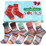 Reduzierte Bunte Thermo-Socken aus Wolle für Damen Einheitsgröße Weihnachten für den für den Winter 