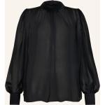 Reduzierte Schwarze Elegante Langärmelige Transparente Blusen & durchsichtige Blusen durchsichtig aus Chiffon für Damen Größe S 
