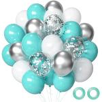 Silberne Luftballons glänzend biologisch abbaubar 52-teilig 