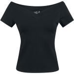Schwarze Rockabilly Kurzärmelige Hell Bunny T-Shirts für Damen Größe XS für den für den Sommer 