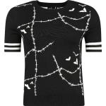 Schwarze Rockabilly Kurzärmelige Hell Bunny Rundhals-Ausschnitt T-Shirts für Damen Größe XS 