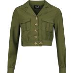 Grüne Rockabilly Hell Bunny Mini Kurzjacken & Cropped-Jackets für Damen Größe XS für den für den Herbst 