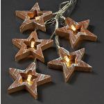 Braune Sterne Hellum Sternlichterketten mit Weihnachts-Motiv aus Holz batteriebetrieben 
